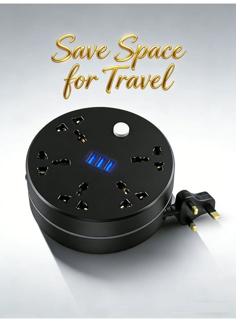 AHAKAC Power Strips，Universal Extension Cord with 5 Power Socket and 3 USB Slots 2 Meter 5 Way Power Strip with USB Charging Slot Extension - Image 1